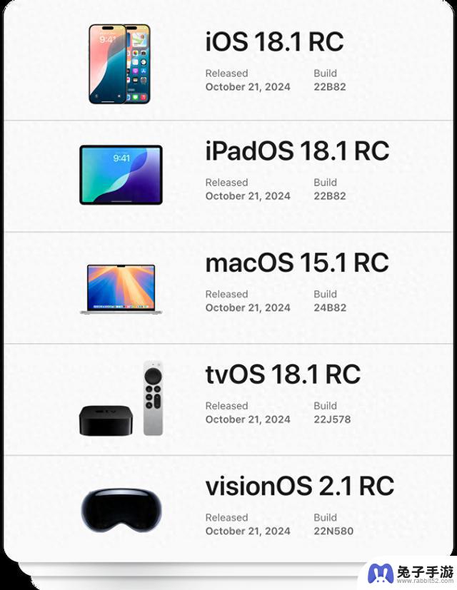 苹果发布iOS 18.1 RC和iOS 17.7.1 RC系统更新，正式版本预计下周推出！